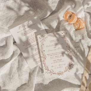 Invitation Élégant Terracotta Orange Brûlé Mariage Tout En Un