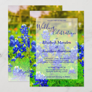 Invitation Élégant Texas Bluebonnets Floral Photo Mariage