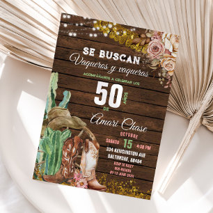 Invitation Élégant Texas Cactus Wood Adulte Mexicain Annivers