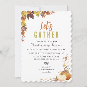 Invitation Elégant Thanksgiving Botanique Personnalisé