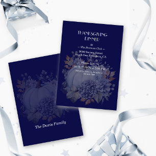 Invitation Élégant Thanksgiving Citrouille Floral Dîner sur m
