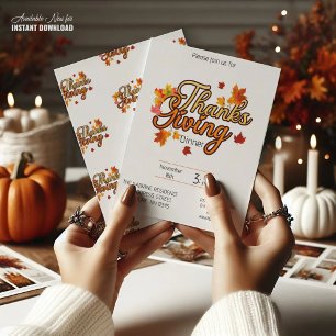 Invitation Élégant Thanksgiving feuillage automne automne aut