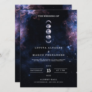 Invitation Elégant thème spatial Astronomie Lune Mariage