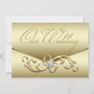 Invitation Élégant Tourbillon de Diamants en Or Mariage Or