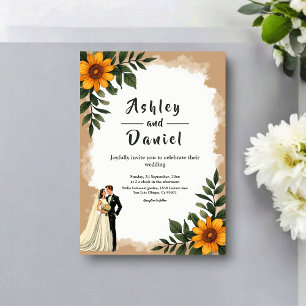Invitation Élégant Tournesol Aquarelle Floral Mariage Été