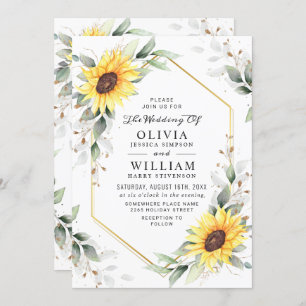 Invitation Elégant Tournesol Aquarelle Mariage