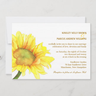 Invitation Élégant tournesol Décontracté Mariage extérieur