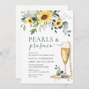 Invitation Elégant tournesol Eucalyptus PEARLS & Prosecco
