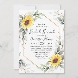 Invitation Élégant Tournesol vert Brunch nuptial floral