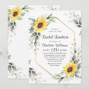 Invitation Élégant tournesol vert Floral Bridal Luncheon