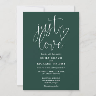 Invitation Élégant Tout simplement l'amour Mariage émeraude v
