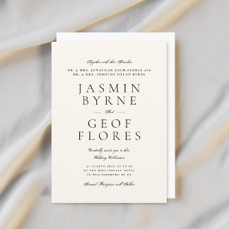 Invitation Elegant Traditional Classic Cream Formal Wedding