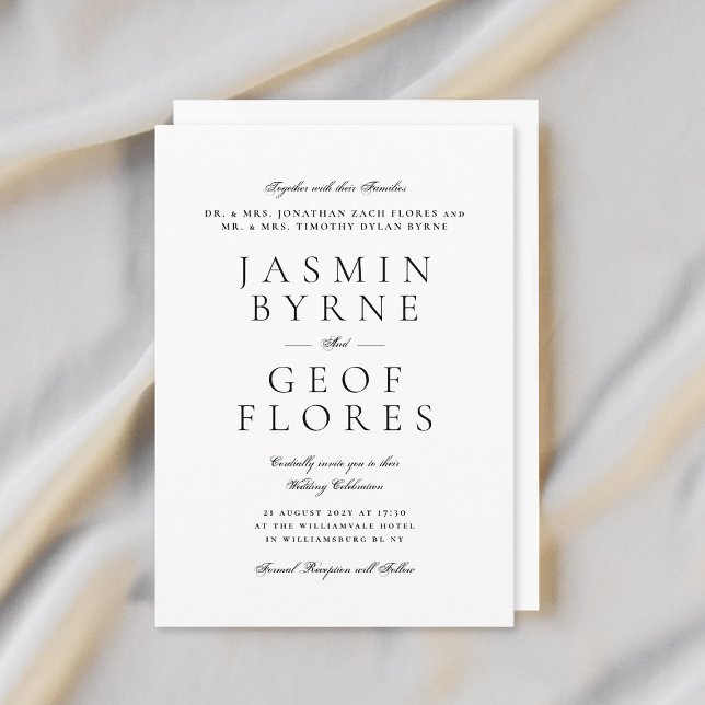 Invitation Elegant Traditional Classic White Formal Wedding (Créateur téléchargé)