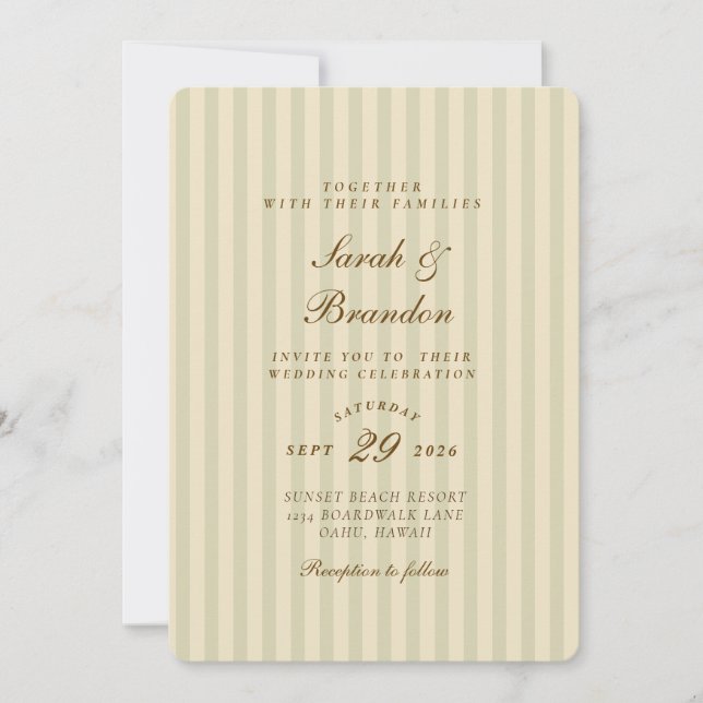 Invitation Élégant trié | Mariage classique beige (Devant)