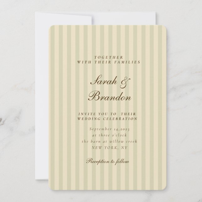 Invitation Élégant trié | Mariage classique beige (Devant)