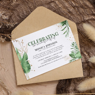 Invitation Elegant Tropical Botanical Greenery & Gold Funeral