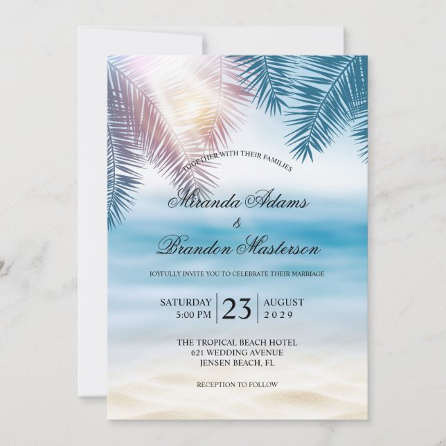 Invitation Elégant Tropical Ocean Summer Beach Mariage (Devant)