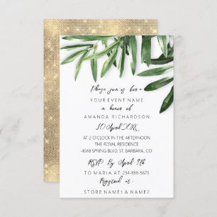 Invitation Elégant Tropical Sage Mint Vert Or Blanc