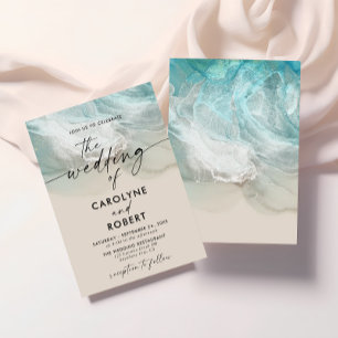 Invitation Elégant Tropical Summer Blue Ocean Beach Mariage