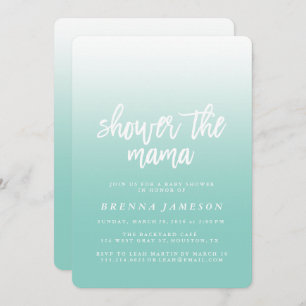 Invitation Elégant Turquoise Blue Ombre Baby shower Invitatio