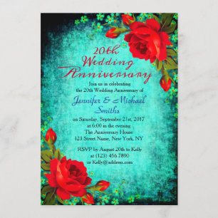 Invitation Élégant Turquoise Vintage Mariage Anniversaire
