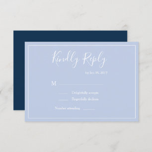 Invitation Elégant type pastel bleu blanc moderne mariage rsv