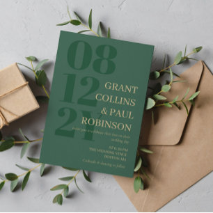 Invitation Élégant Typographie Vert Chasseur et Tan