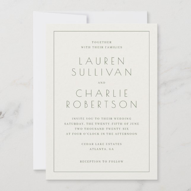 Invitation Élégant Typographique Beige (Devant)