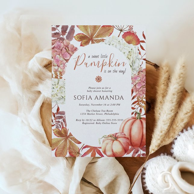 Invitation Élégant Un Peu Citrouille L'Automne Feuille Baby s (Créateur téléchargé)