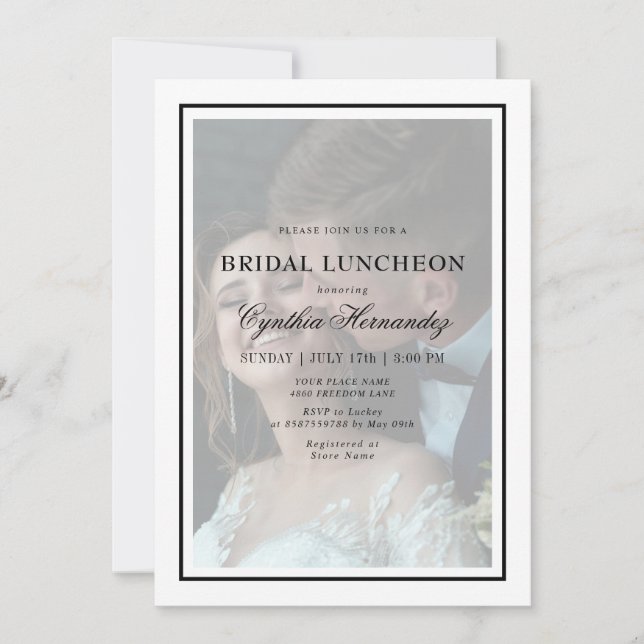 Invitation Élégant Vellum Typographie Script Bridal Luncheon (Devant)