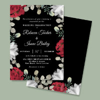 Elégant vert floral blanc rouge sur Mariage noir