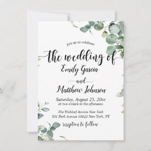 Invitation Elégant vert Floral Eucalyptus Mariage