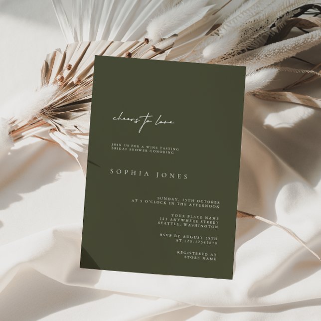 Invitation Elégant vert foncé moderne douche nuptiale Invitat (Créateur téléchargé)