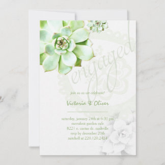 Invitation Élégant Vert Mariage Fiançailles Succulent