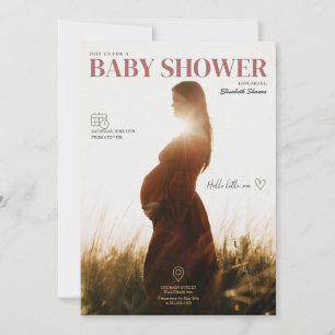 Invitation Élégant Vert & Minimaliste Brown, Avec Photo