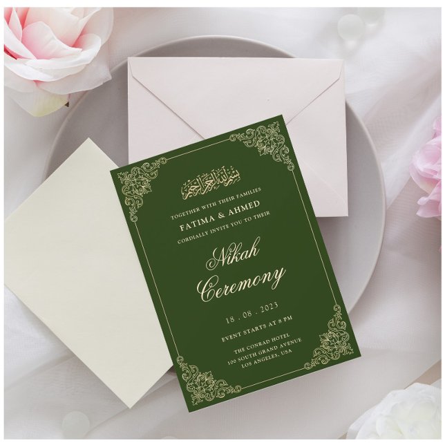Invitation Élégant Vert Nikah Mariage musulman islamique (Créateur téléchargé)