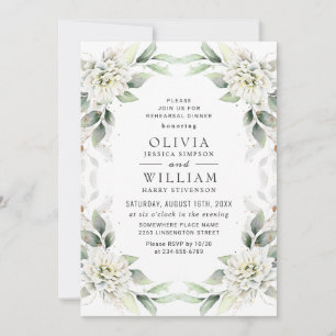 Invitation Élégant Vert or verdure RÉHEARSAL DÎNER