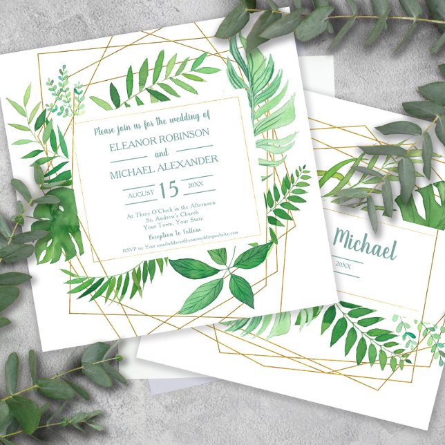 Invitation Elégant Vert Printemps ou Jardin d'été Mariage (Créateur téléchargé)