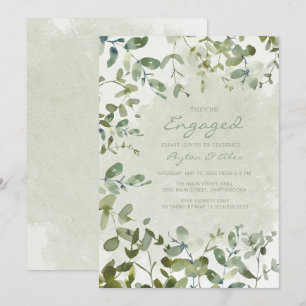 Invitation Élégant Vert Sauge Eucalyptus Blanc Mariage