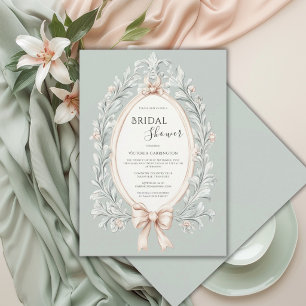 Invitation Élégant Vert Sauge Vintage Lavage de Noces