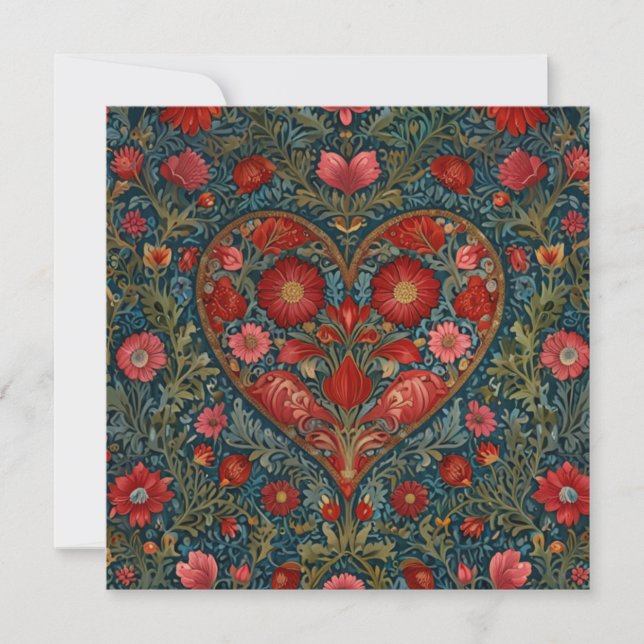 Invitation Elegant Victorian Valentines Day heart design (Devant)