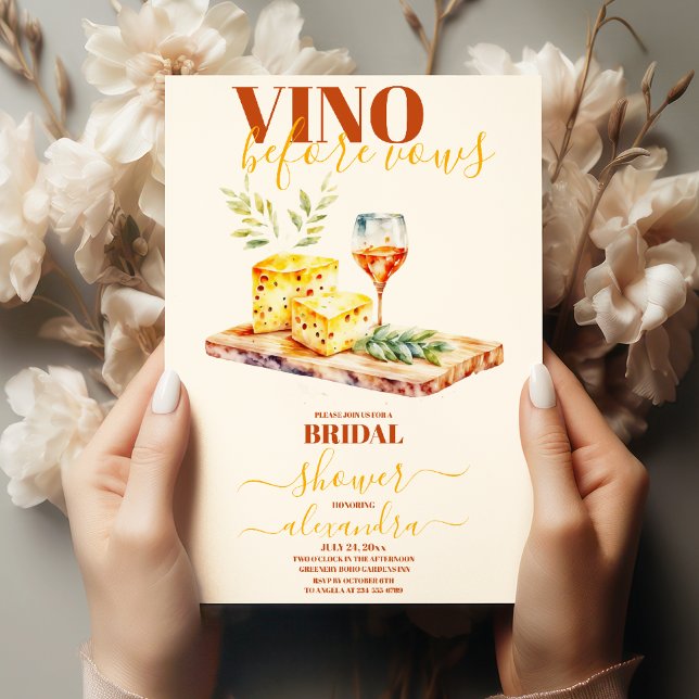 Invitation Élégant Vino aquarelle avant Vows Fête des mariées (Créateur téléchargé)