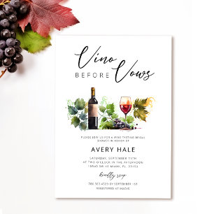 Invitation Élégant Vino aquarelle avant Vows Fête des mariées