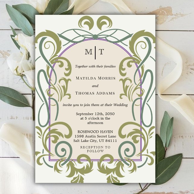 Invitation Elegant Vintage Art Nouveau Floral Wedding (Créateur téléchargé)