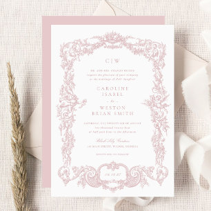 Invitation Elégant Vintage Baroque Français Blush Frame Maria