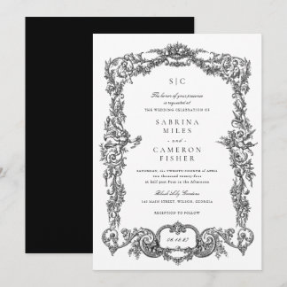 Invitation Élégant Vintage baroque Mariage de cadre floral