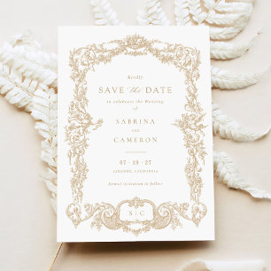 Invitation Elégant Vintage baroque or français Enregistrer la