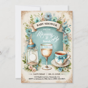 Invitation Elégant Vintage bébé garçon Tea Party Douche