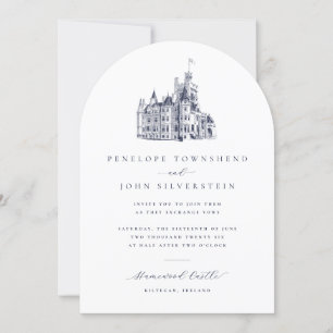 Invitation Elégant Vintage Castle Illustration Arch Mariage