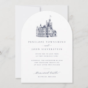 Invitation Elégant Vintage Castle Illustration Arch Mariage